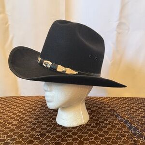 Stylish Black Western Cowboy Hat with Silver Accent